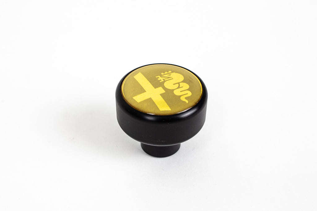 Alfa Schaltknauf 1300 - 2000 Nord Kunststoff Schwarz mit gold. Emblem